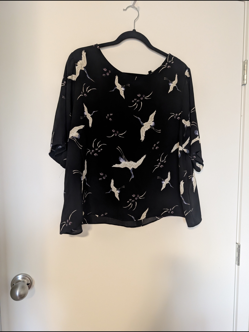 George Black Crane Print Blouse